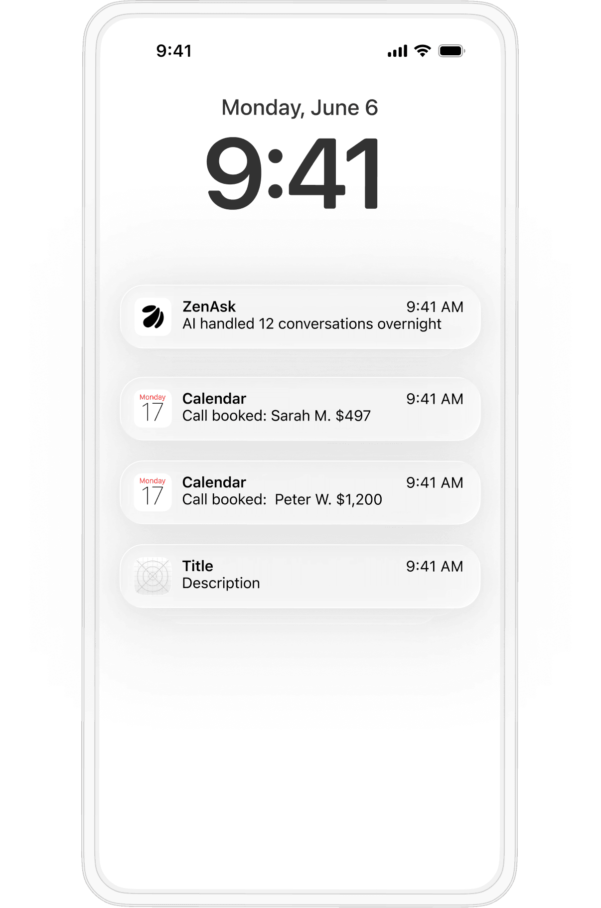Phone with ZenAsk notifications